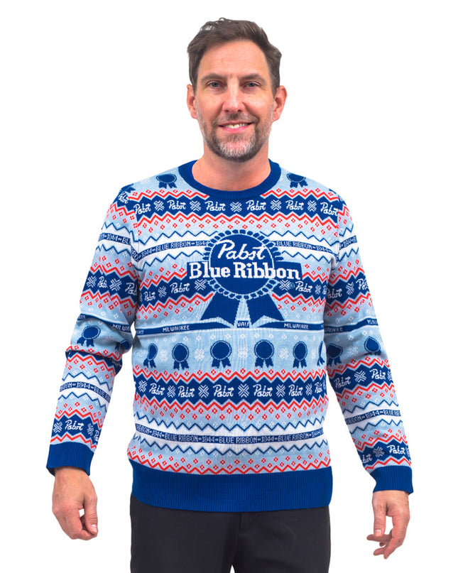 Pabst Fair Isle Beer Holiday Ugly Christmas Sweater