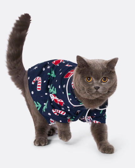 Cats' Blue Christmas Pattern Family Pajamas | Fun Holiday PJs