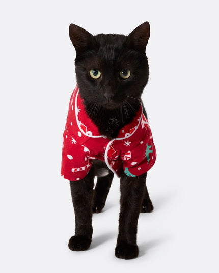 Cats' Red Christmas Pattern Family Pajamas | Fun Holiday Sleepwear