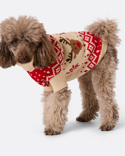 Red Retro Reindeer Sweater for Dogs