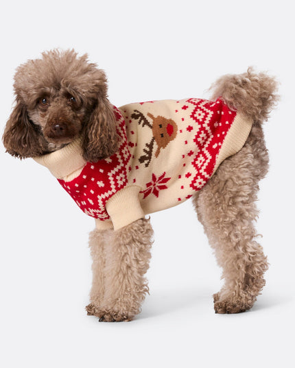 Red Retro Reindeer Sweater for Dogs