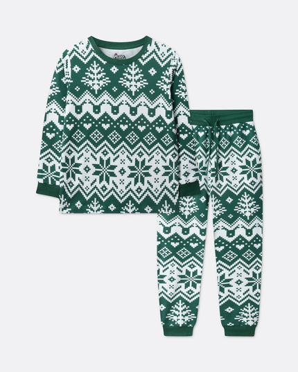 Green Knit Christmas Pajamas for Kids