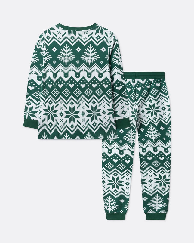Green Knit Christmas Pajamas for Kids