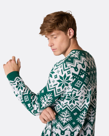Men's Green Christmas Knit Pyjamas