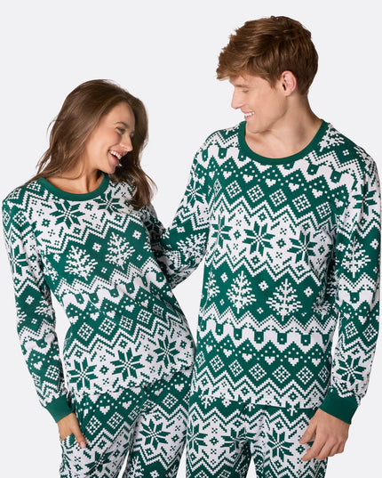 Women's Green Knit Christmas Pajamas