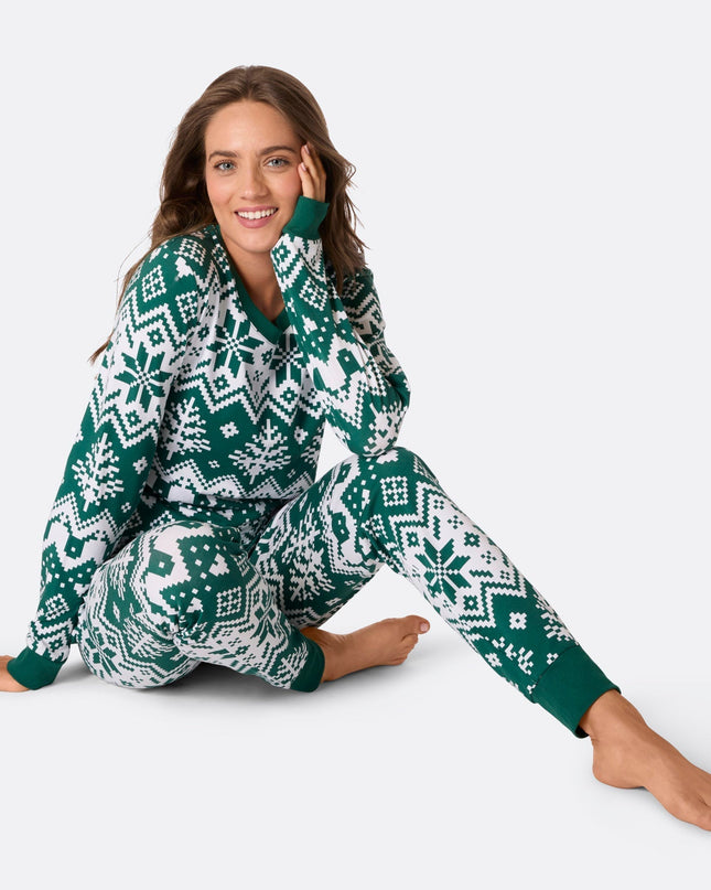 Green Christmas Knit Family Pyjamas