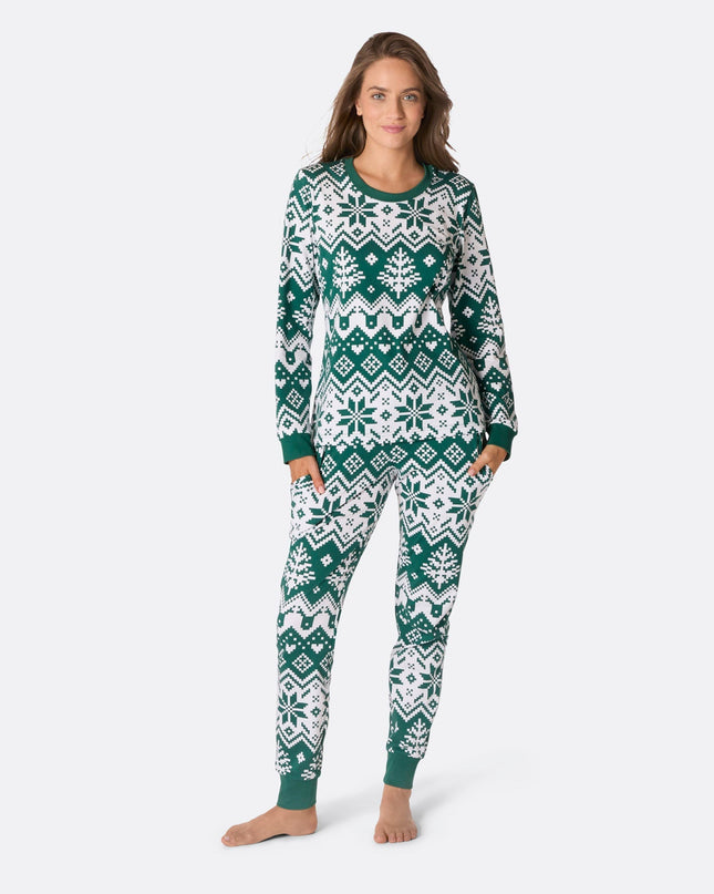 Women's Green Christmas Knit Christmas Pyjamas