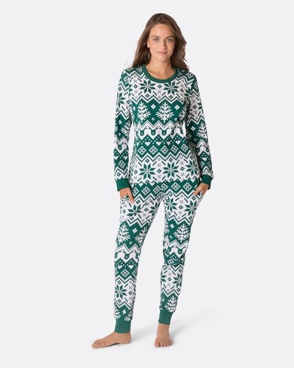 Women's Green Knit Christmas Pajamas