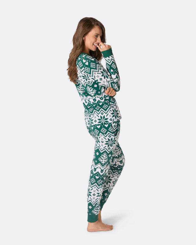 Women's Green Christmas Knit Christmas Pyjamas