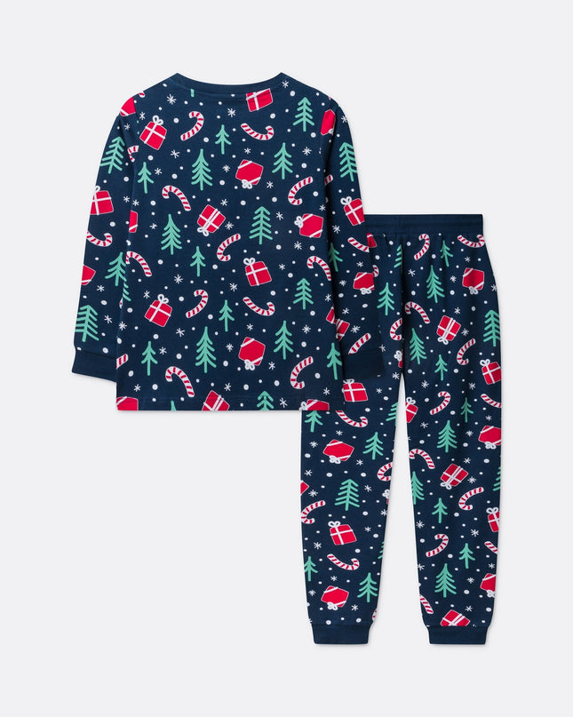 Kids Blue Christmas Pattern Family Pyjamas