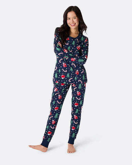 Women's Blue Christmas Pattern Pyjamas