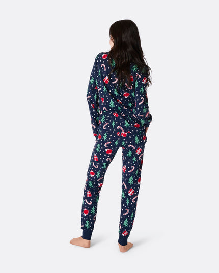 Women's Blue Christmas Pattern Pyjamas