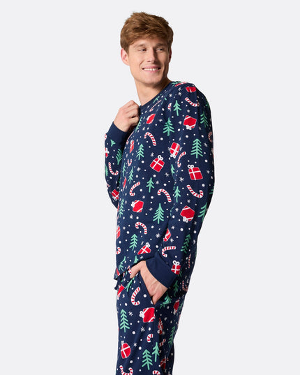 Men's Blue Christmas Pattern Pyjamas