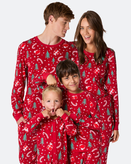 Red Christmas Pattern Christmas Pyjamas Family