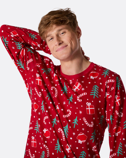 Men's Red Christmas Pattern Christmas Pyjamas