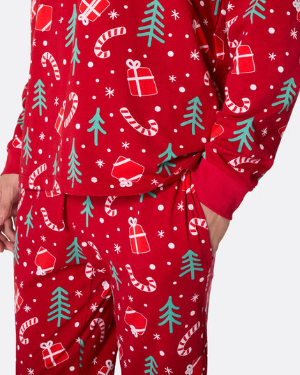 Men's Red Christmas Pattern Pajamas