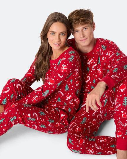 Red Christmas Pattern Christmas Pyjamas Family