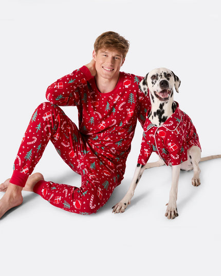 Men's Red Christmas Pattern Christmas Pyjamas