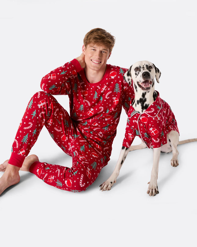 Men's Red Christmas Pattern Christmas Pyjamas