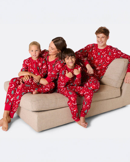 Kids' Red Christmas Pattern Overall Christmas Pyjamas