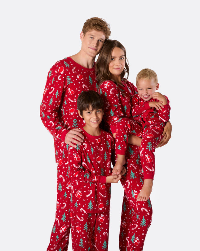 Kids' Red Christmas Pattern Overall Christmas Pyjamas