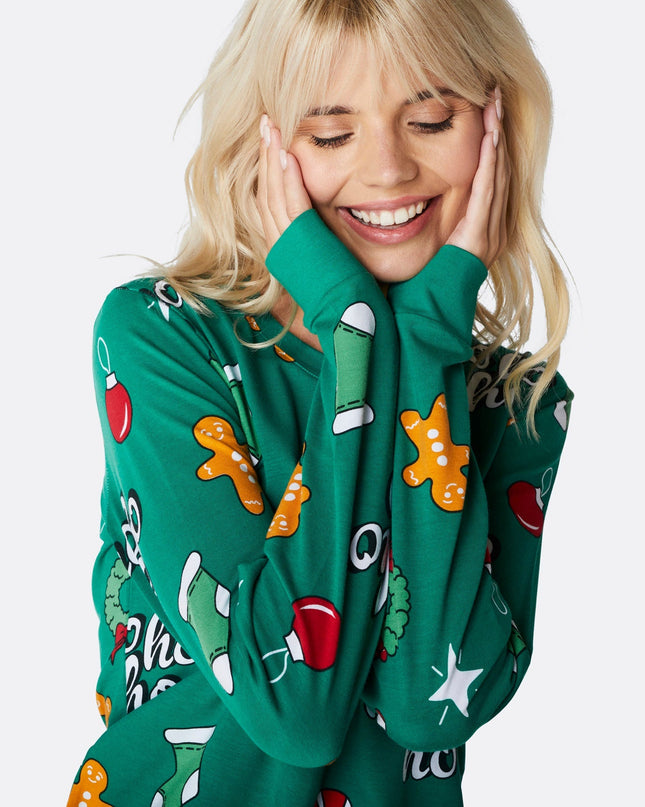 Women's Green Hohoho Christmas Pyjamas