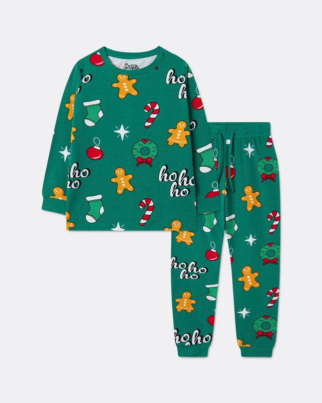 Kids' Green Hohoho Christmas Pyjamas