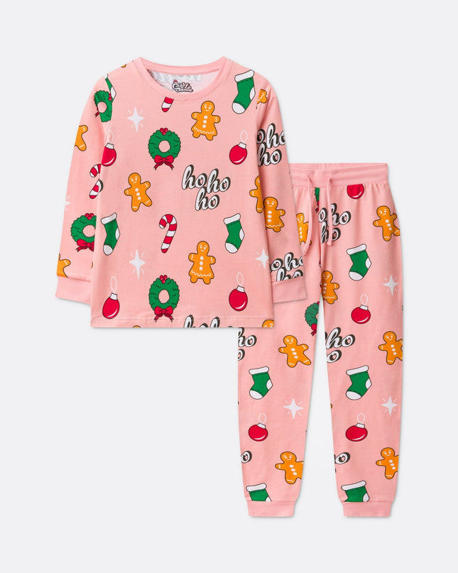 Kids' Pink Hohoho Christmas Pyjamas