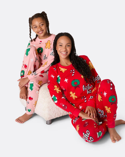 Kids' Pink Hohoho Christmas Pyjamas