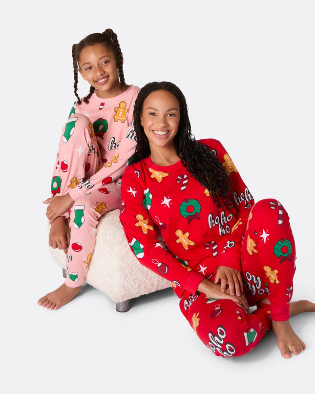 Kids' Pink Hohoho Christmas Pyjamas