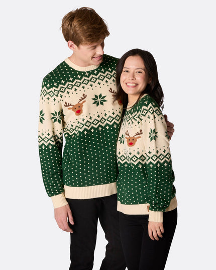 Men's Retro Reindeer Green Sweater
