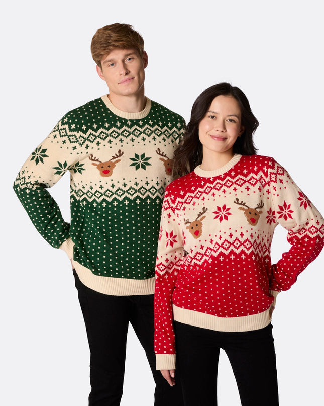 Women's Retro Reindeer Green Christmas Sweater