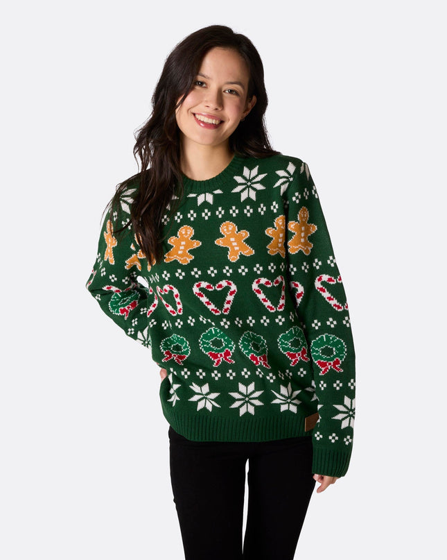 Women's Green Family Christmas Sweater