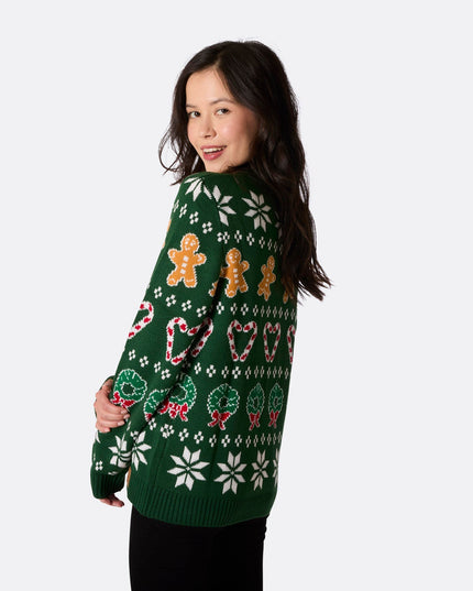 Women's Green Family Christmas Sweater