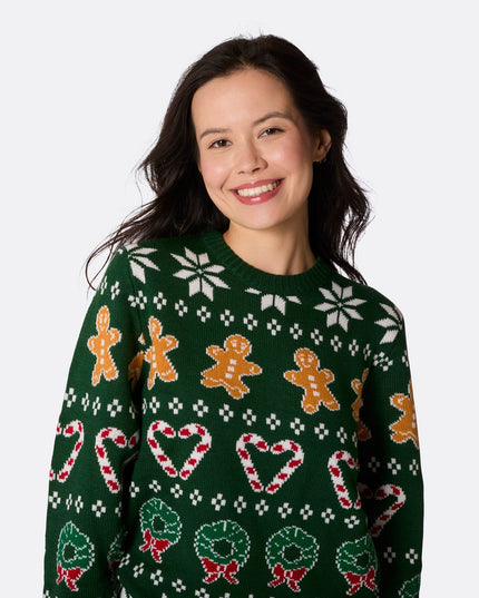 Women's Green Family Christmas Sweater