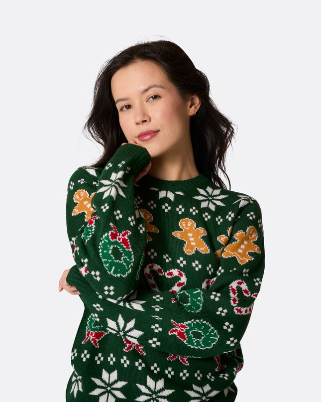 Women's Green Family Christmas Sweater