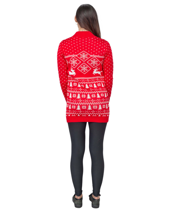 Red Reindeer Women's Ugly Christmas Sweater Dress