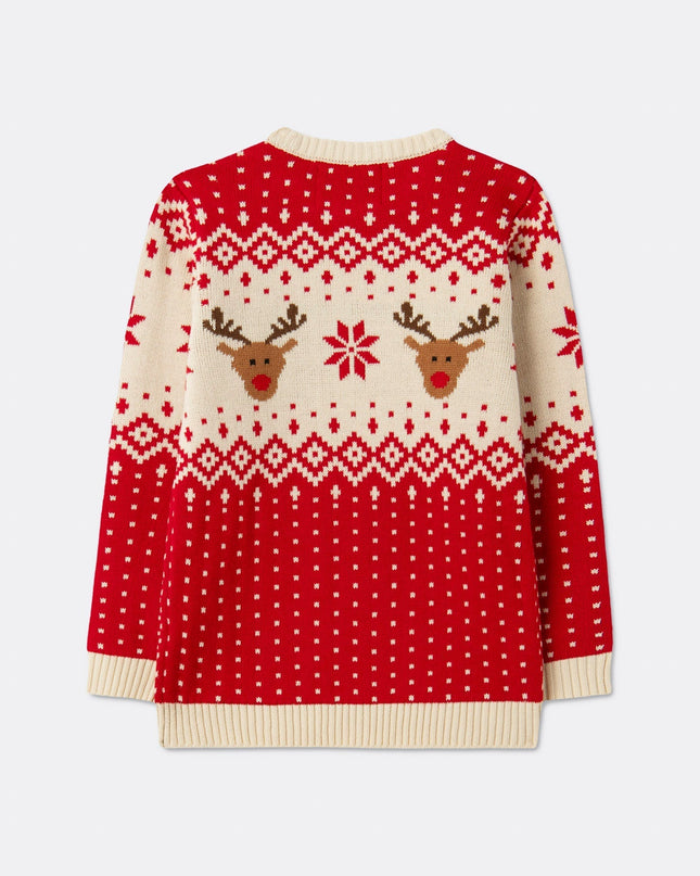 Kids' Retro Reindeer Red Christmas Sweater