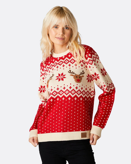 Women's Retro Reindeer Red Christmas Sweater