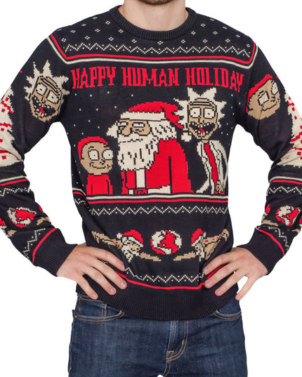Rick and Morty Happy Human Holiday Ugly Christmas Sweater