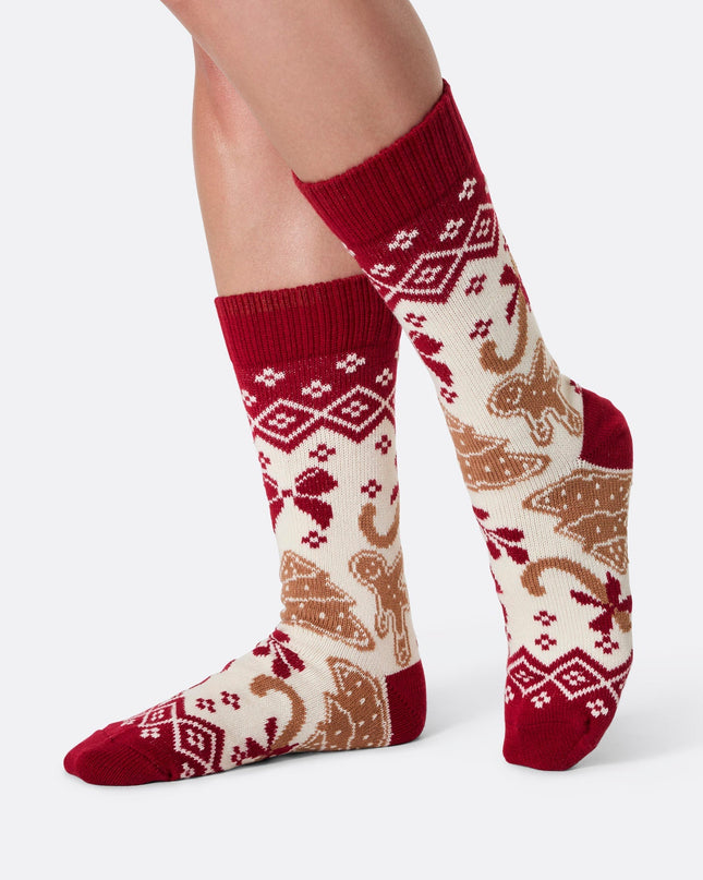 Gingerbread Christmas Knitted Socks for Adults - Holiday Gift