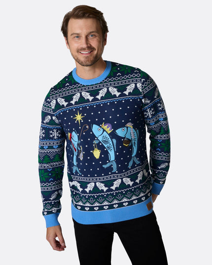 Men's Three Wise Fish Christmas Sweater