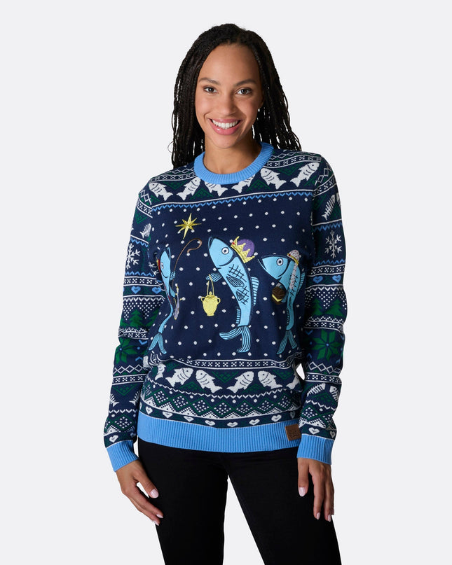 Women's Three Wise Fish Christmas Sweater for Unique Fun