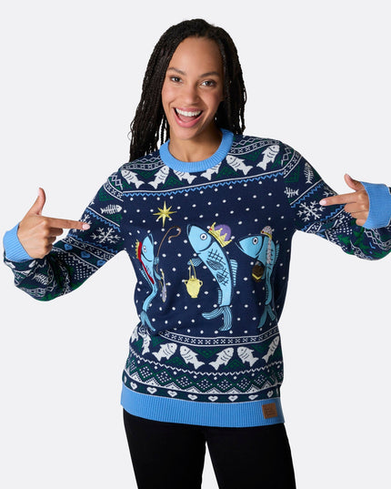 Women's Three Wise Fish Christmas Sweater for Unique Fun