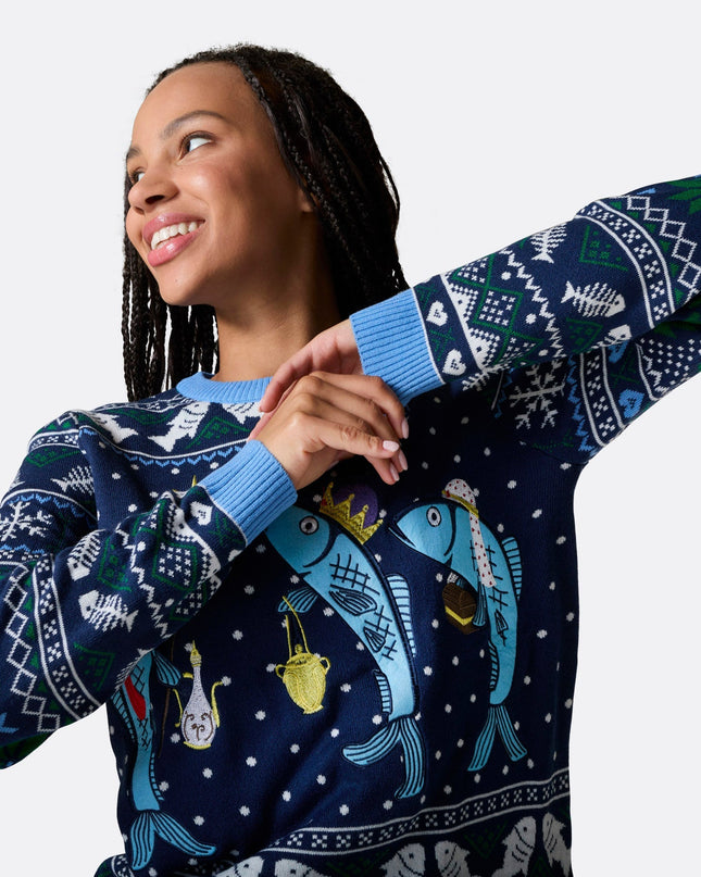 Women's Three Wise Fish Christmas Sweater for Unique Fun