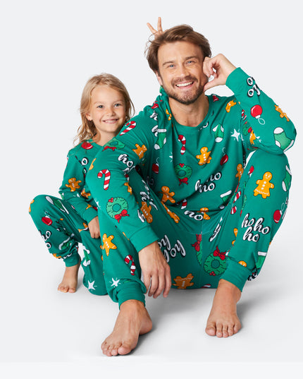 Kids' Green Hohoho Christmas Pyjamas