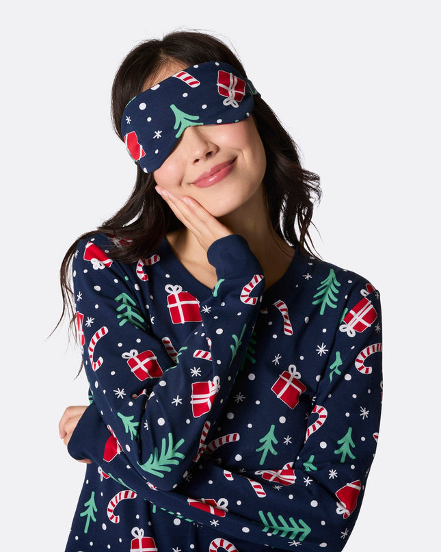 Blue Christmas Monster Sleep Mask
