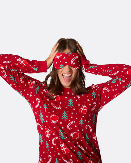 Red Christmas Pattern Sleep Mask for Cozy Nights