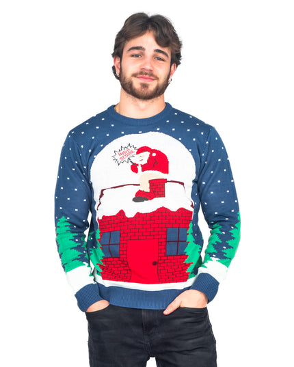 Santa Claus Chimney Surprise Ugly Christmas Sweater