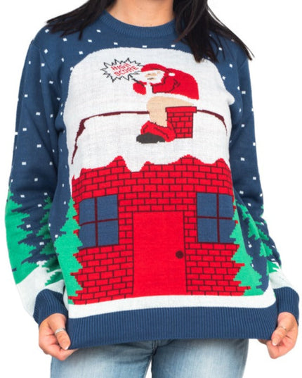 Santa Claus Chimney Surprise Ugly Christmas Sweater